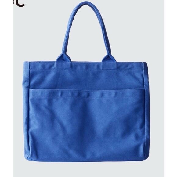 NWT Uniqlo:C Cotton Canvas Bag Tote Blue Work Travel Bag Large - Picture 1 of 14